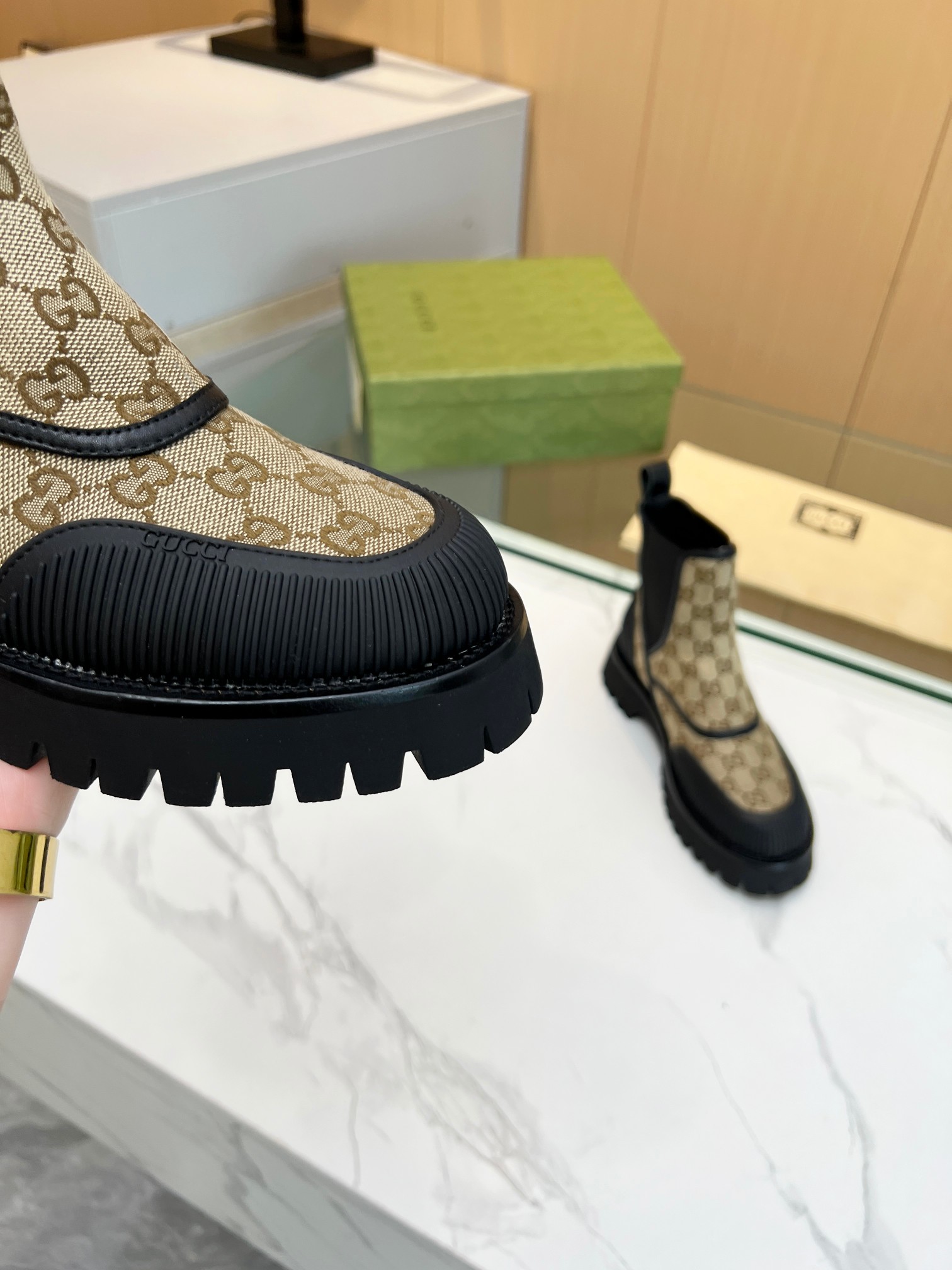 G design canvas retro bare boots and shoes