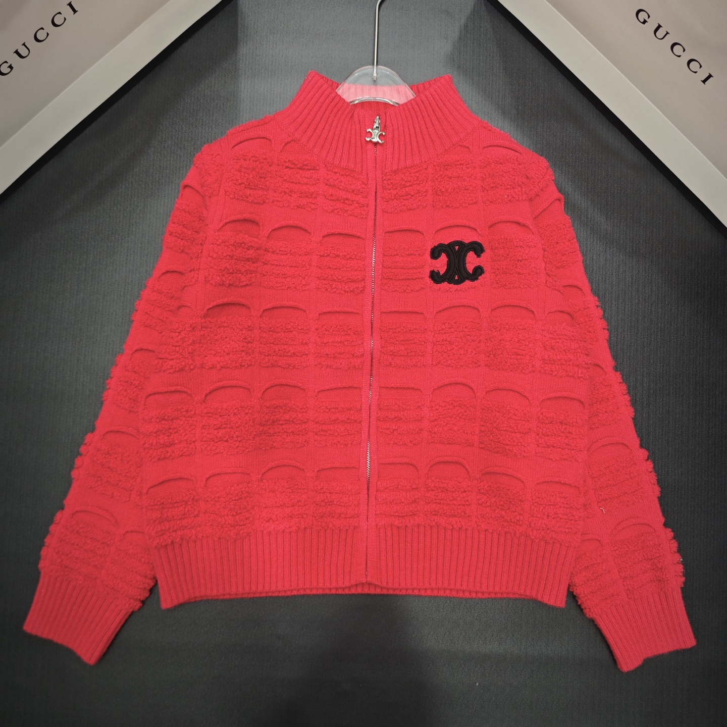 CE fashion high-end women's stand up collar zipper long sleeved cardigan jacket