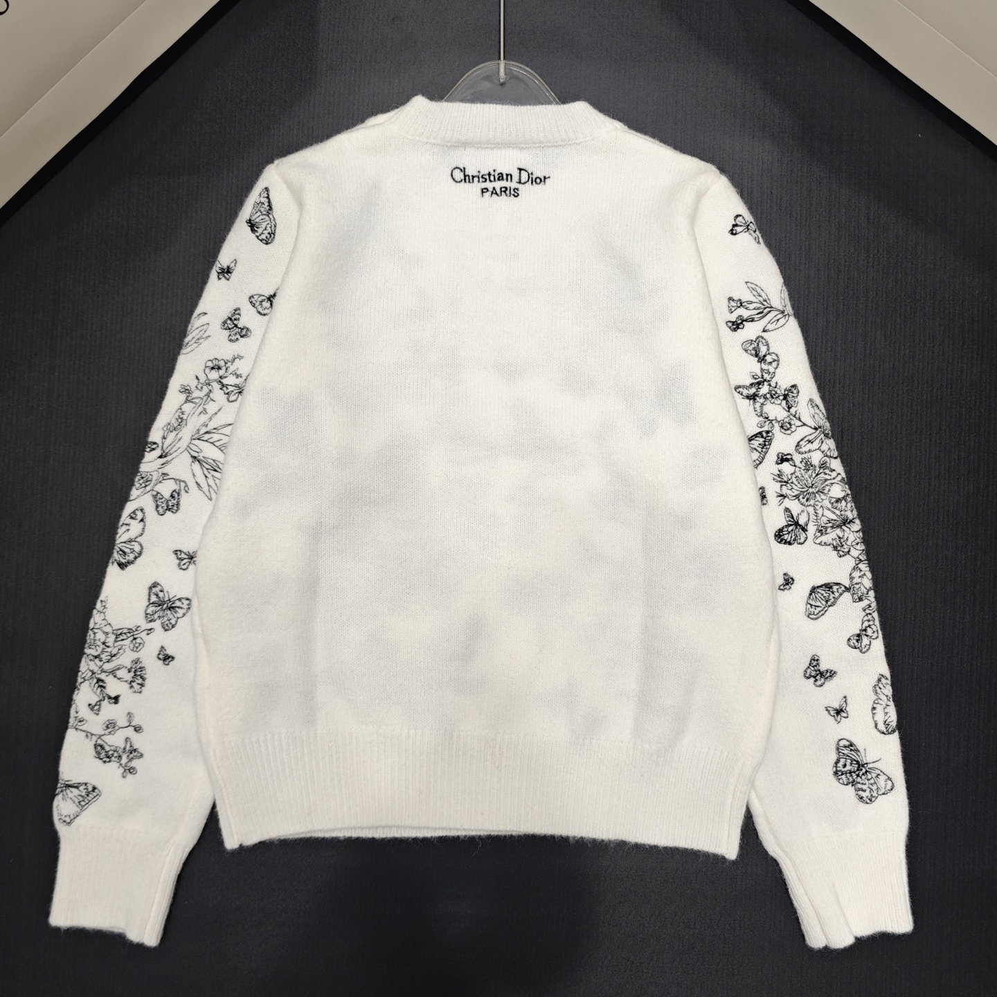 D fashion high-end women's printed round neck wool long sleeved shirt