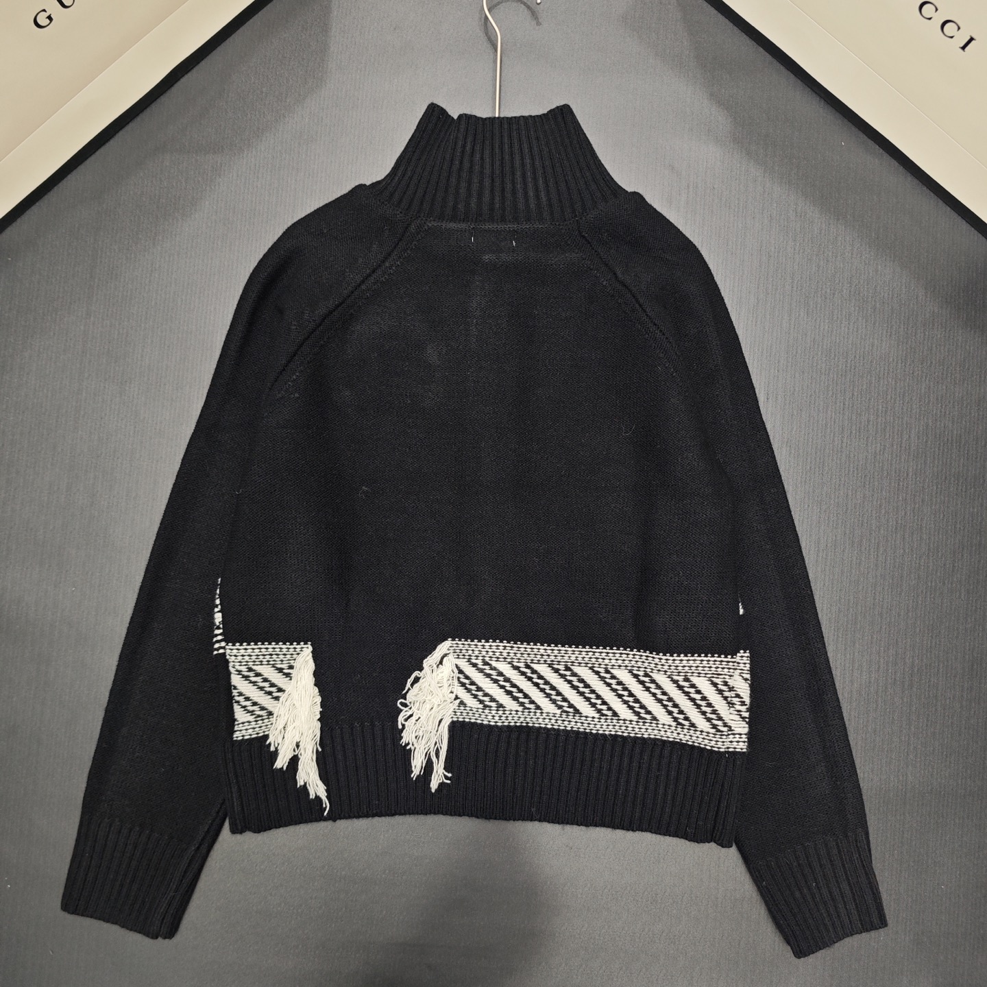 CE fashion high-end women's high neck long sleeved wool cardigan