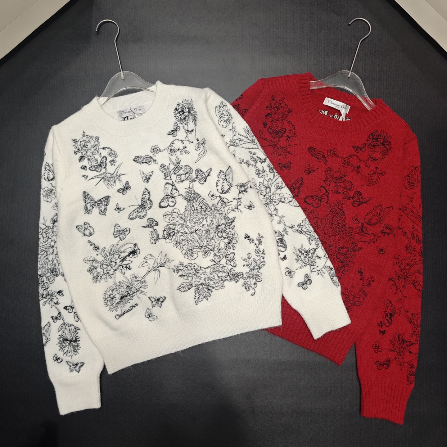 D fashion high-end women's printed round neck wool long sleeved shirt