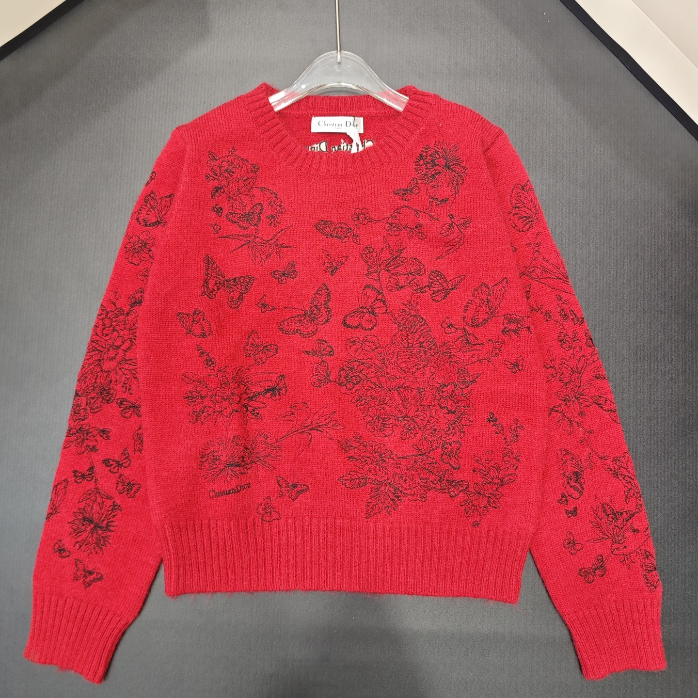 D fashion high-end women's printed round neck wool long sleeved shirt