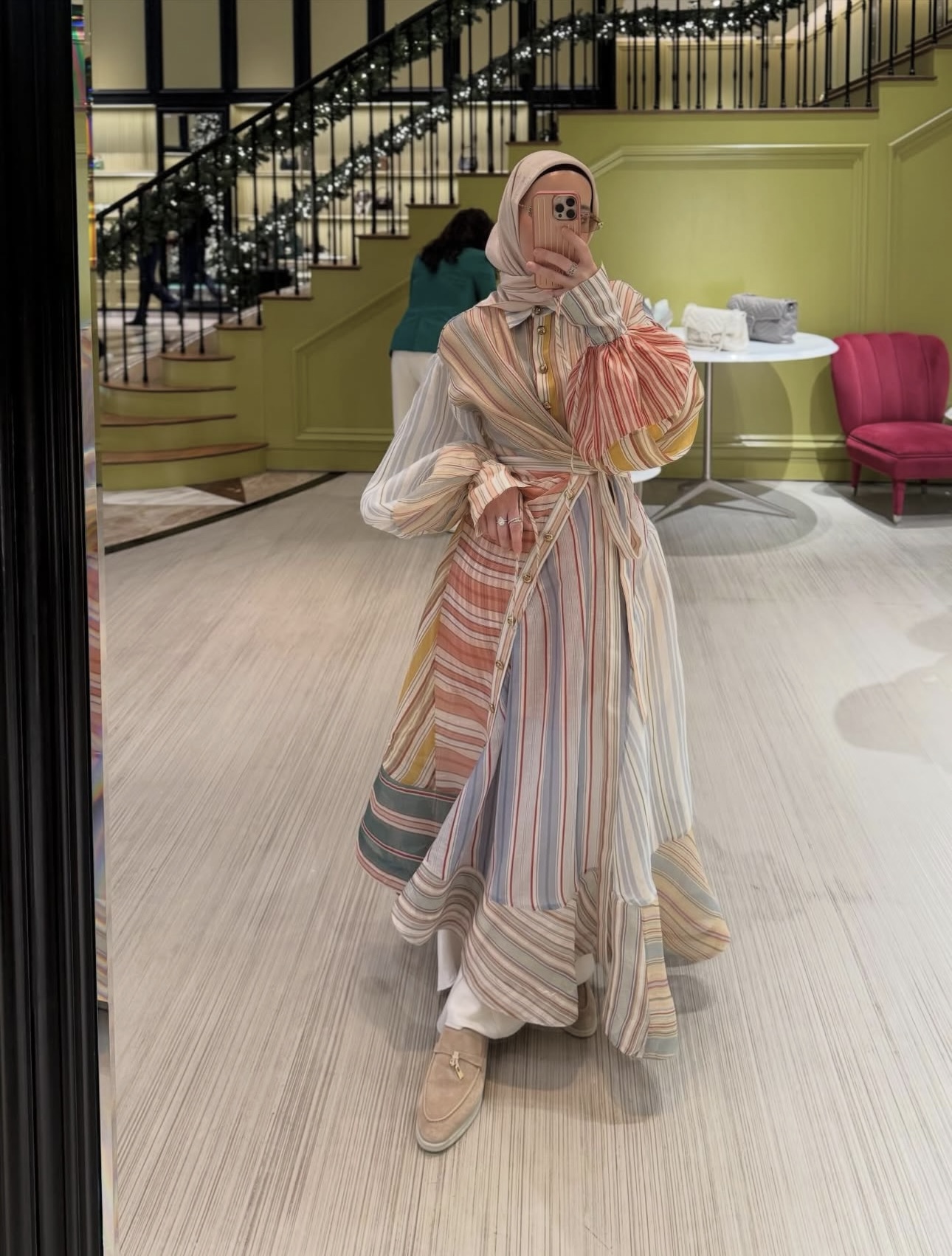 Z Waist up lantern long sleeved shirt dress