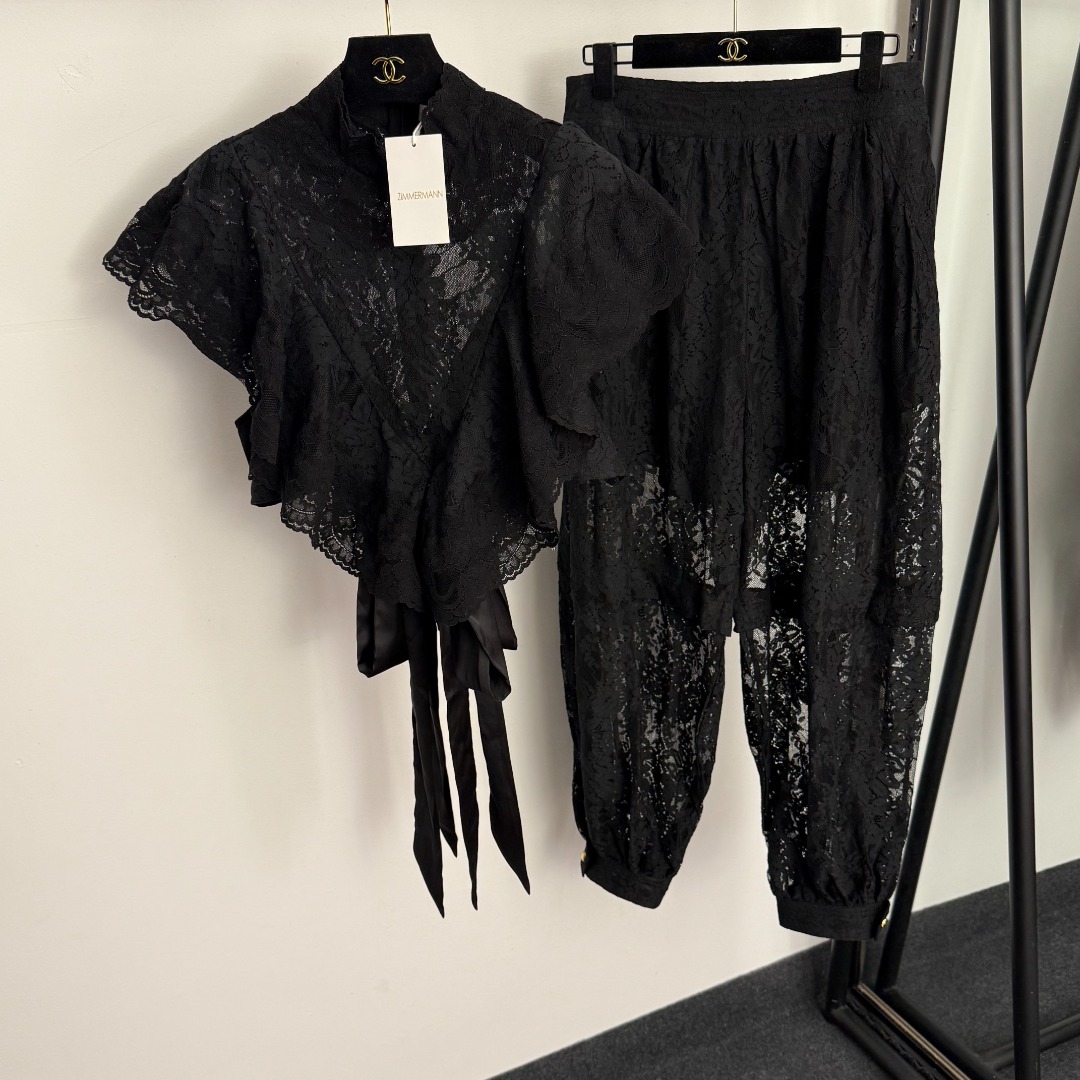 Z lace 2 set Stand up collar vest top+leg binding pants carrot pants