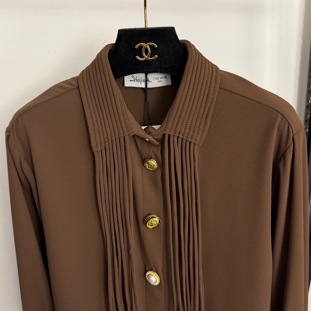 S Tassel lapel long-sleeved shirt