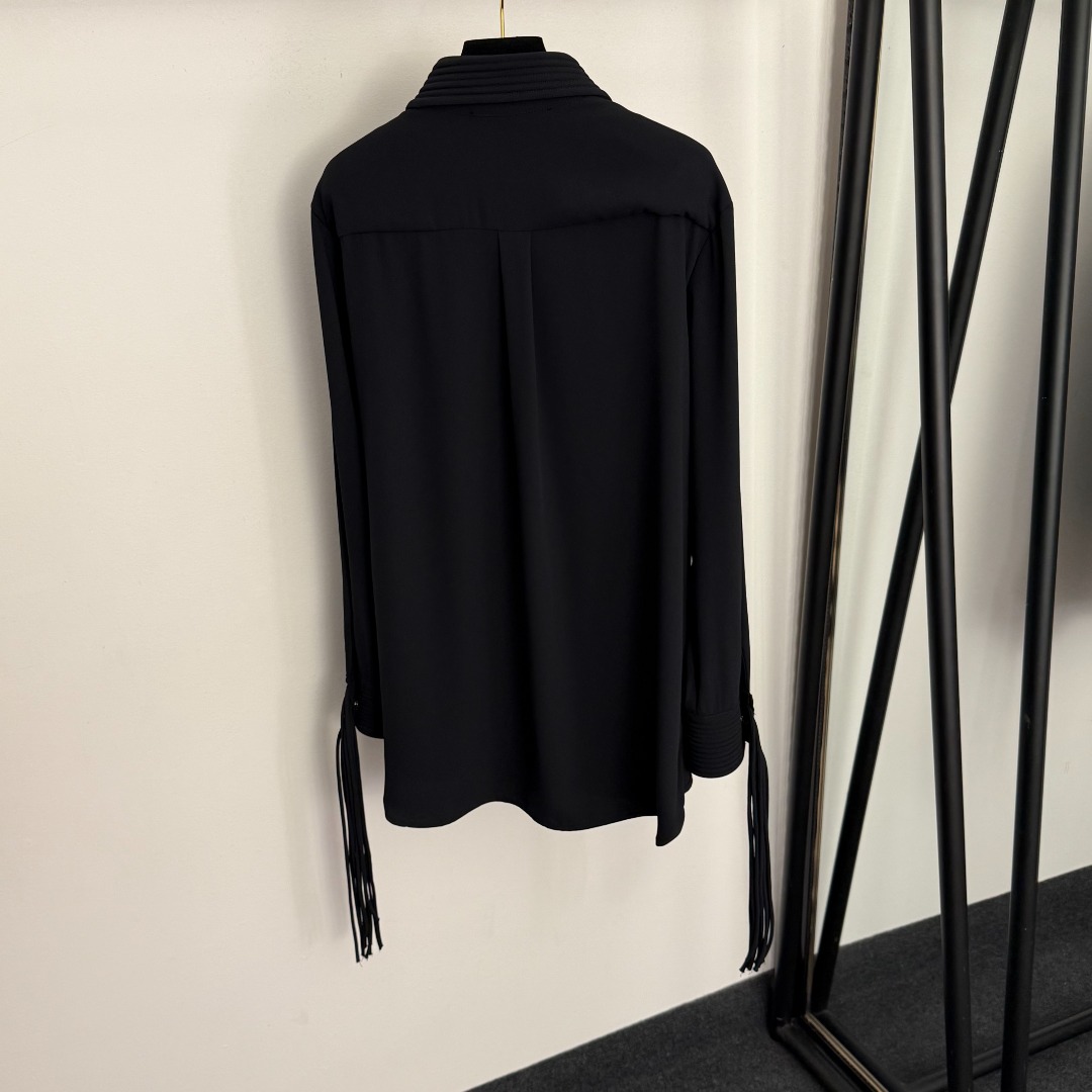 S Tassel lapel long-sleeved shirt