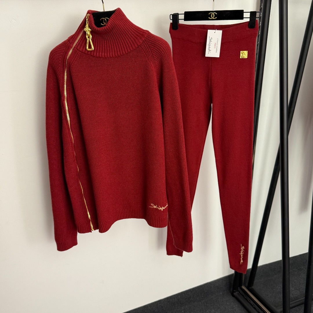 S knitted 2 set Knitted cardigan sweater knit pants