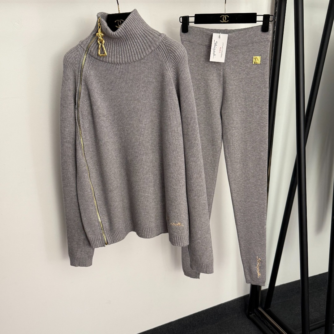 S knitted 2 set Knitted cardigan sweater knit pants