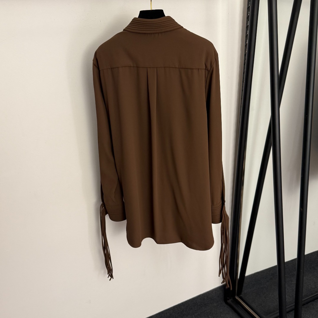 S Tassel lapel long-sleeved shirt
