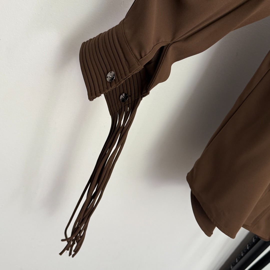 S Tassel lapel long-sleeved shirt