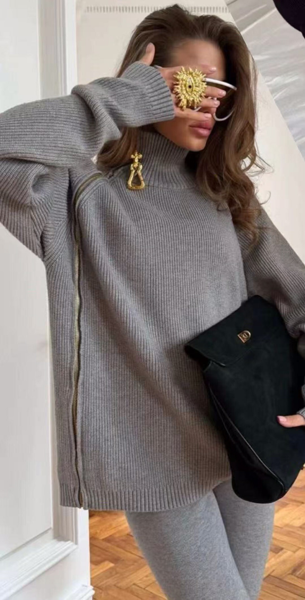 S knitted 2 set Knitted cardigan sweater knit pants