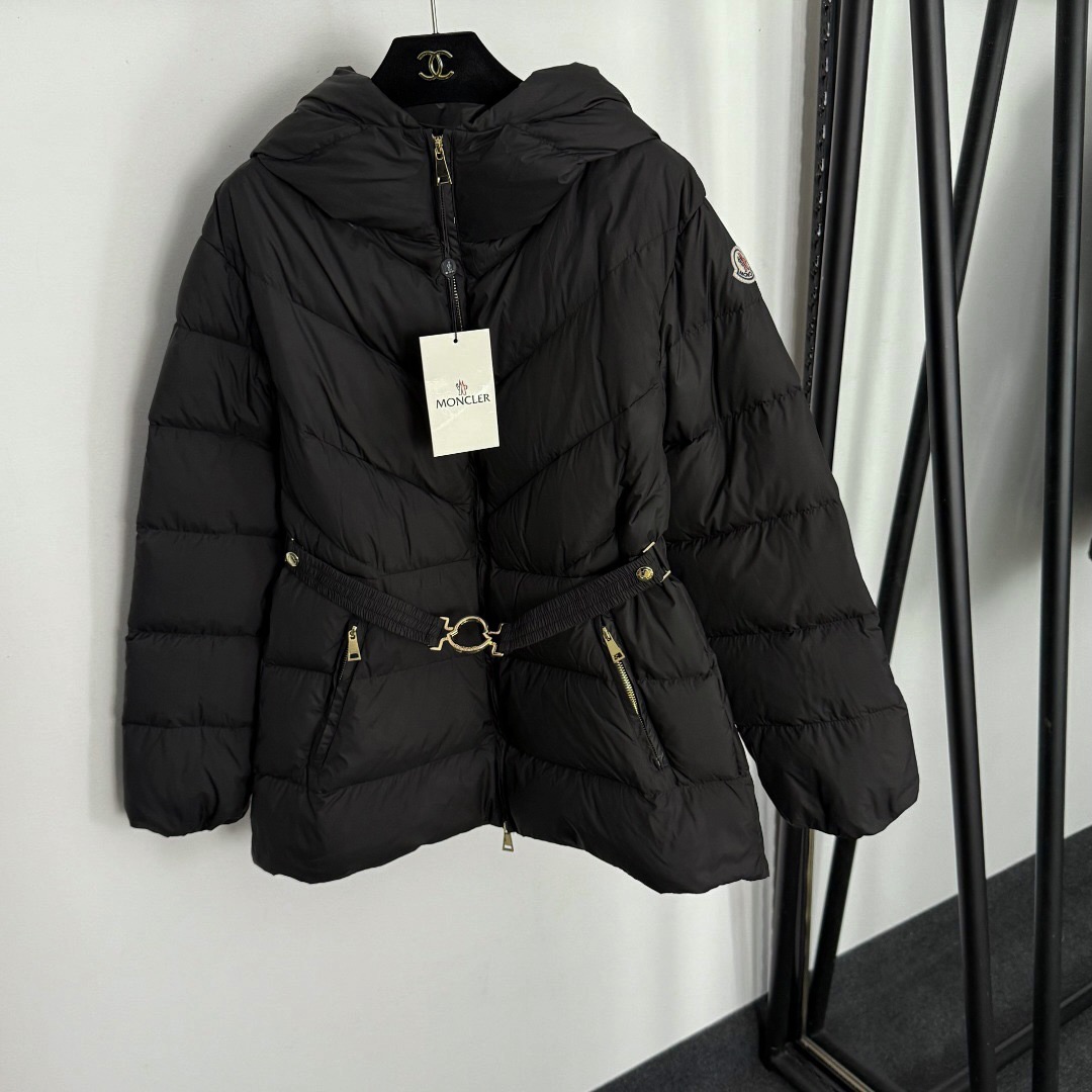 M Long-sleeved hooded slim-fit down jacket