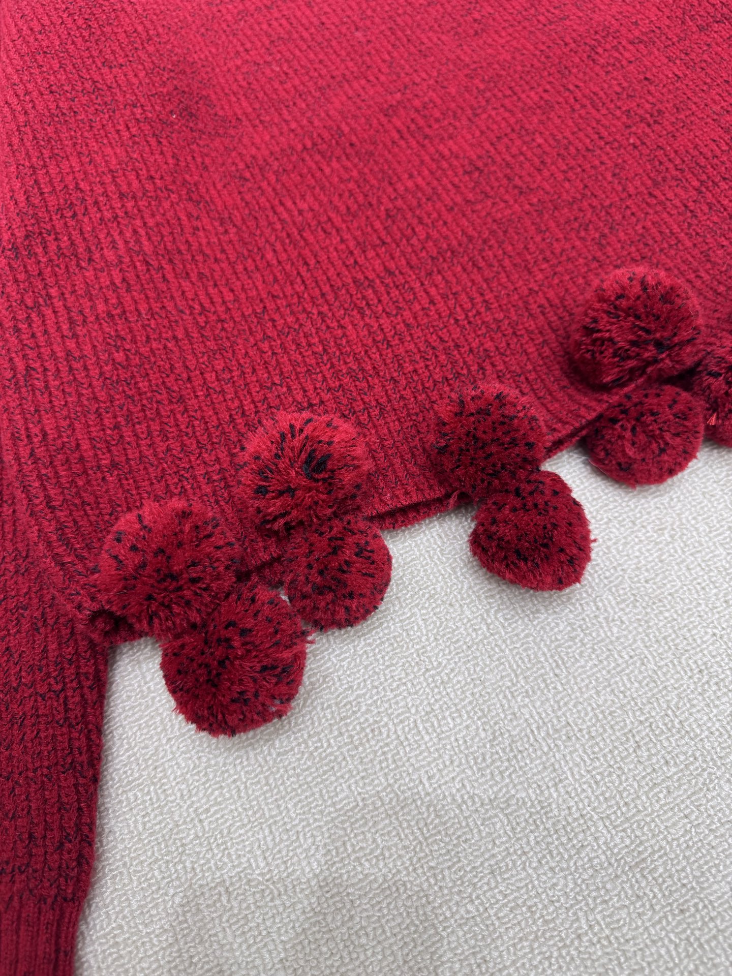 F Fashionable casual hem wool ball Christmas red sweater+scarf