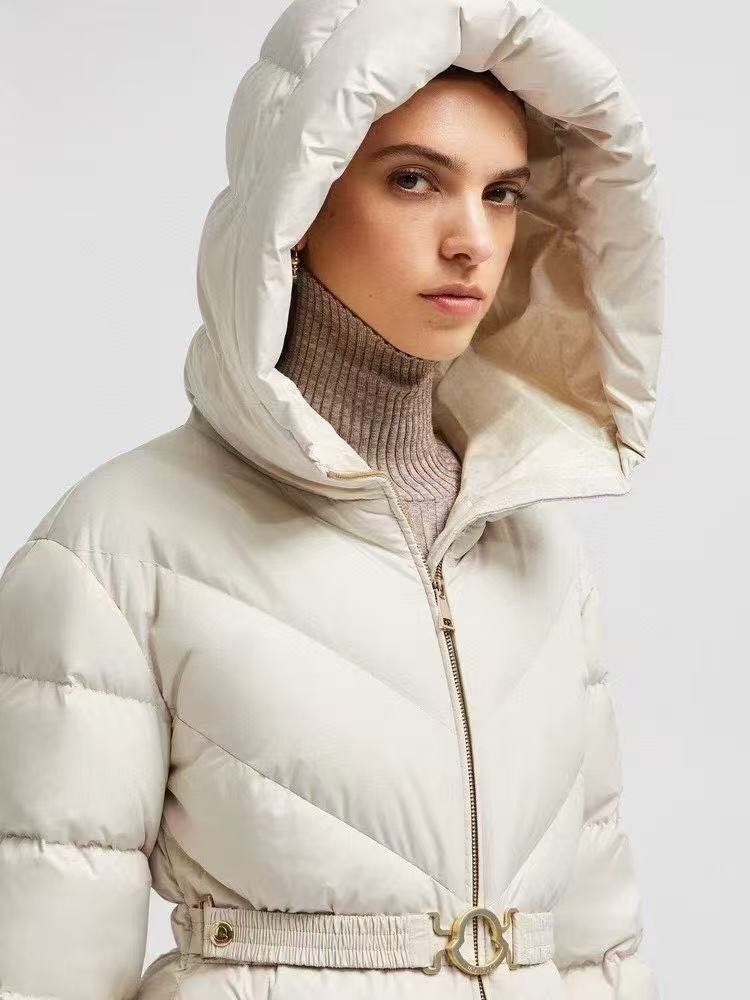 M Long-sleeved hooded slim-fit down jacket