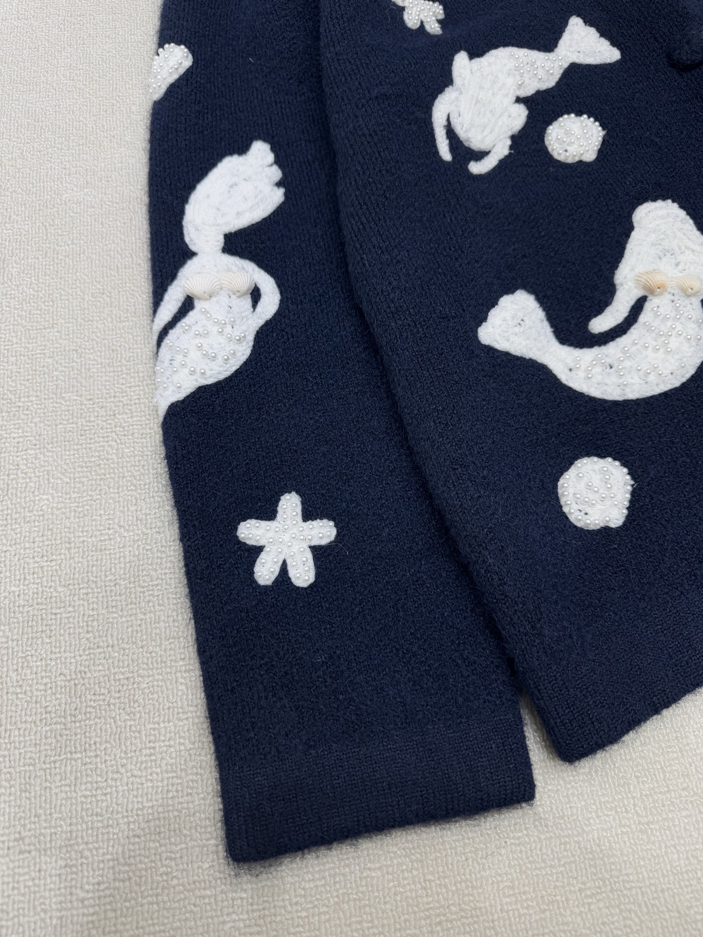 U Fashion Casual Mermaid Shell Embroidered Sweater Cardigan