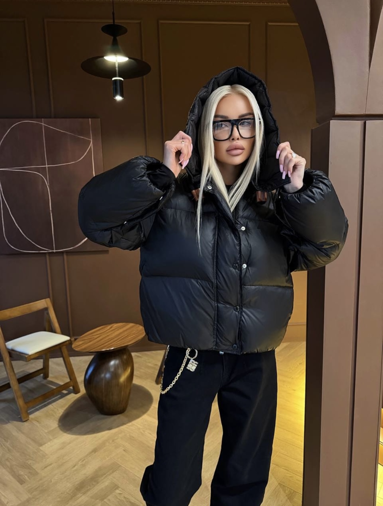 M Long-sleeved hooded down jacket