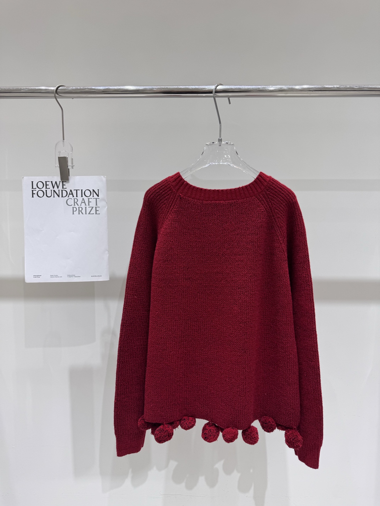 F Fashionable casual hem wool ball Christmas red sweater+scarf