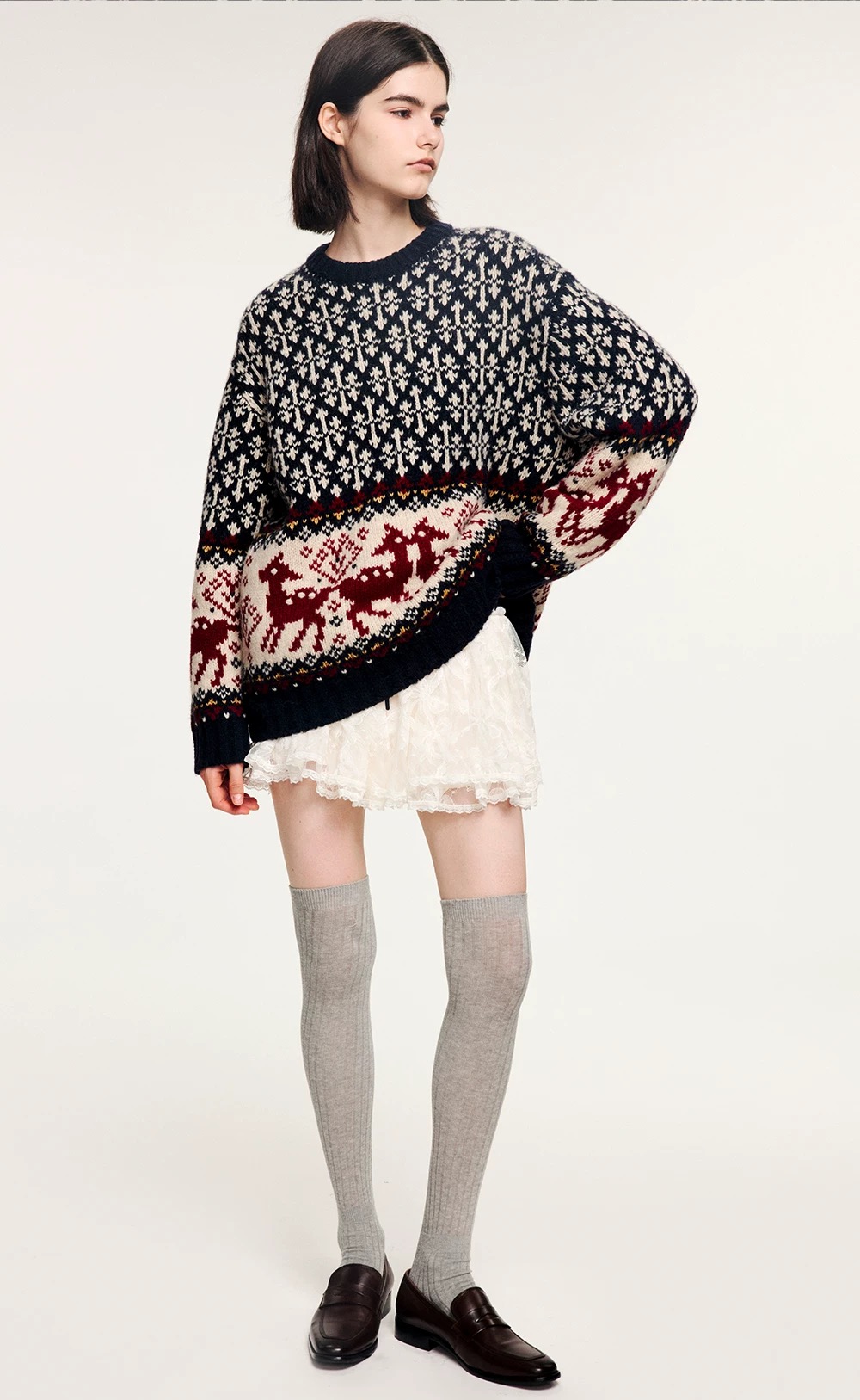 U Fashion Casual Loose Embroidered Round Neck Long Sleeve