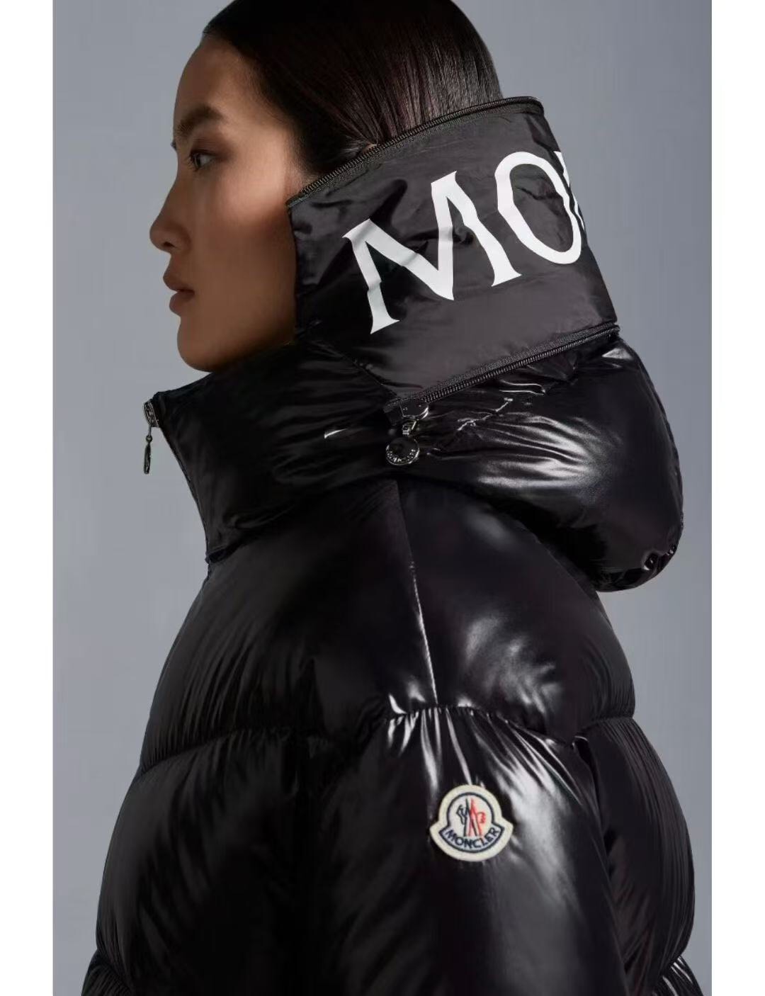 M Printed hooded down jacket