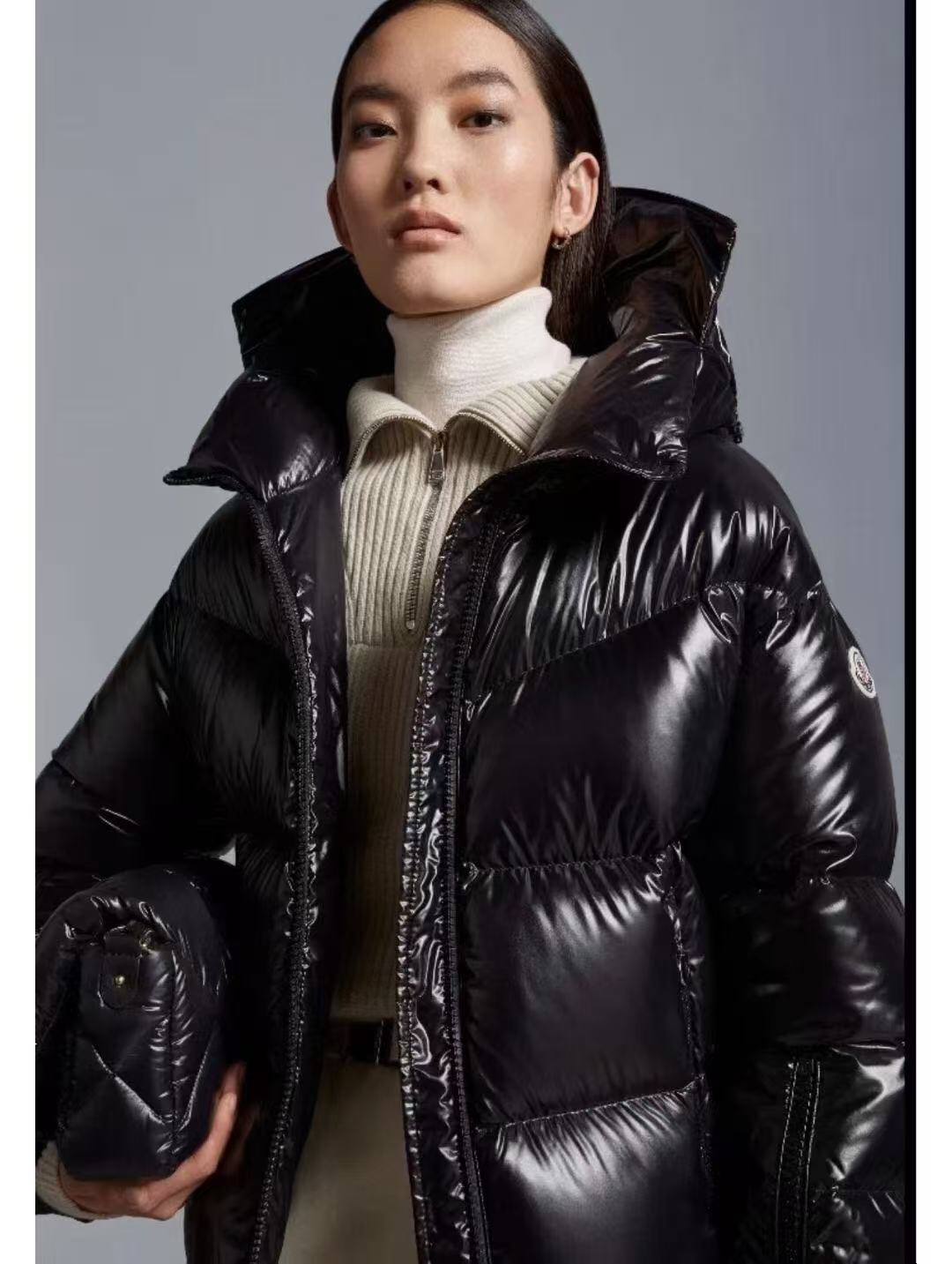 M Printed hooded down jacket