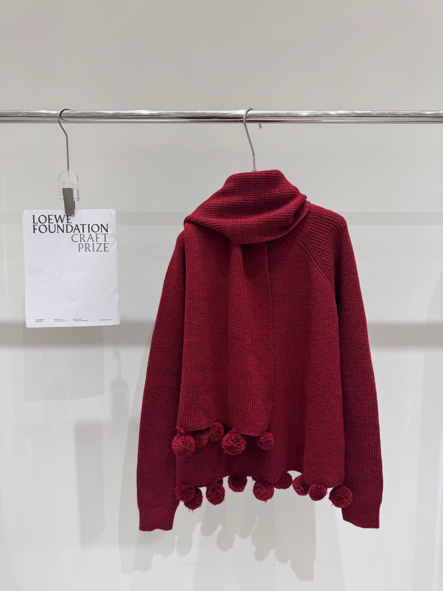 F Fashionable casual hem wool ball Christmas red sweater+scarf