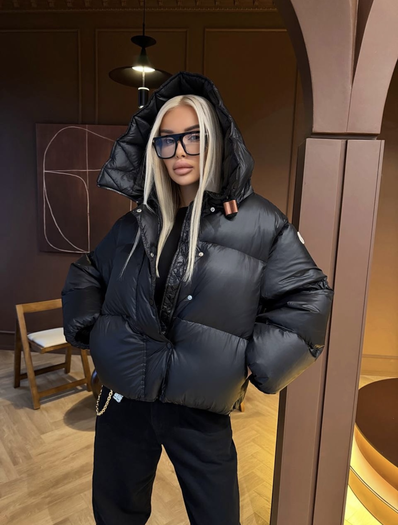 M Long-sleeved hooded down jacket