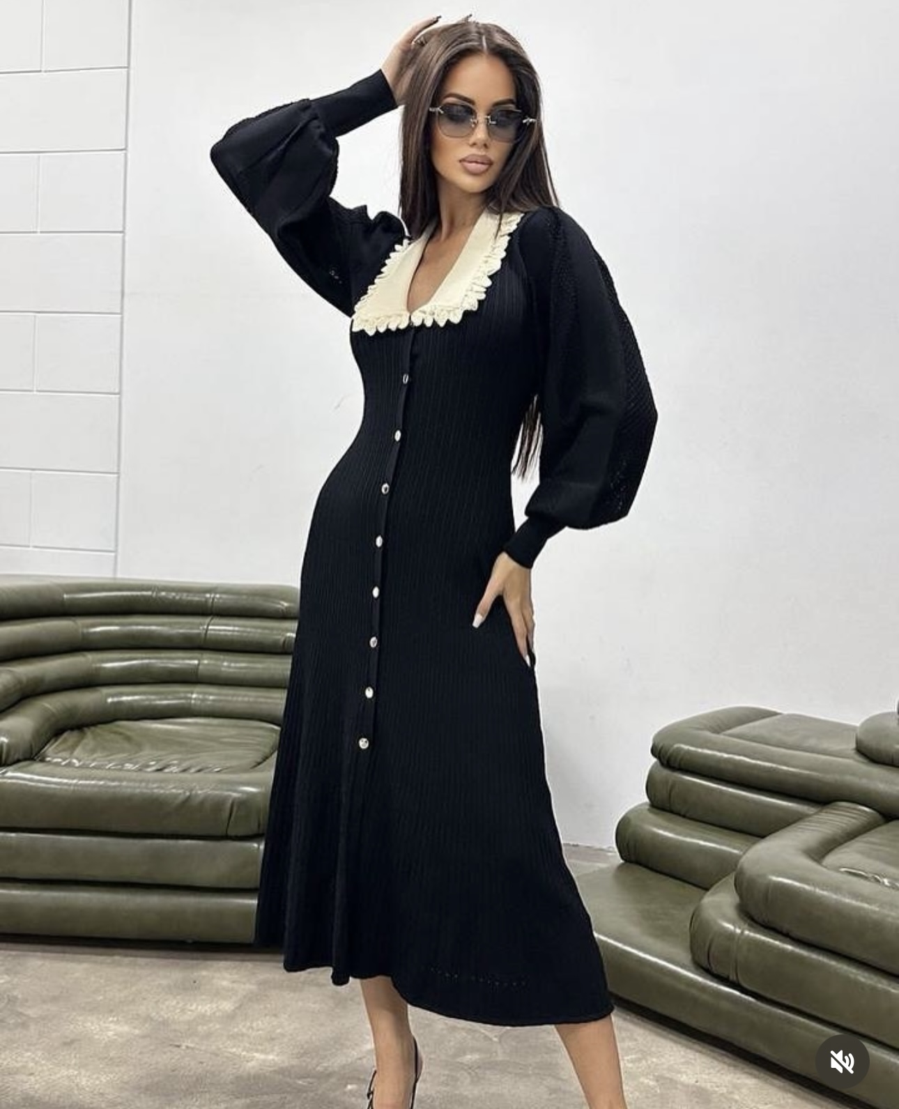 S Lantern long sleeved knitted dress