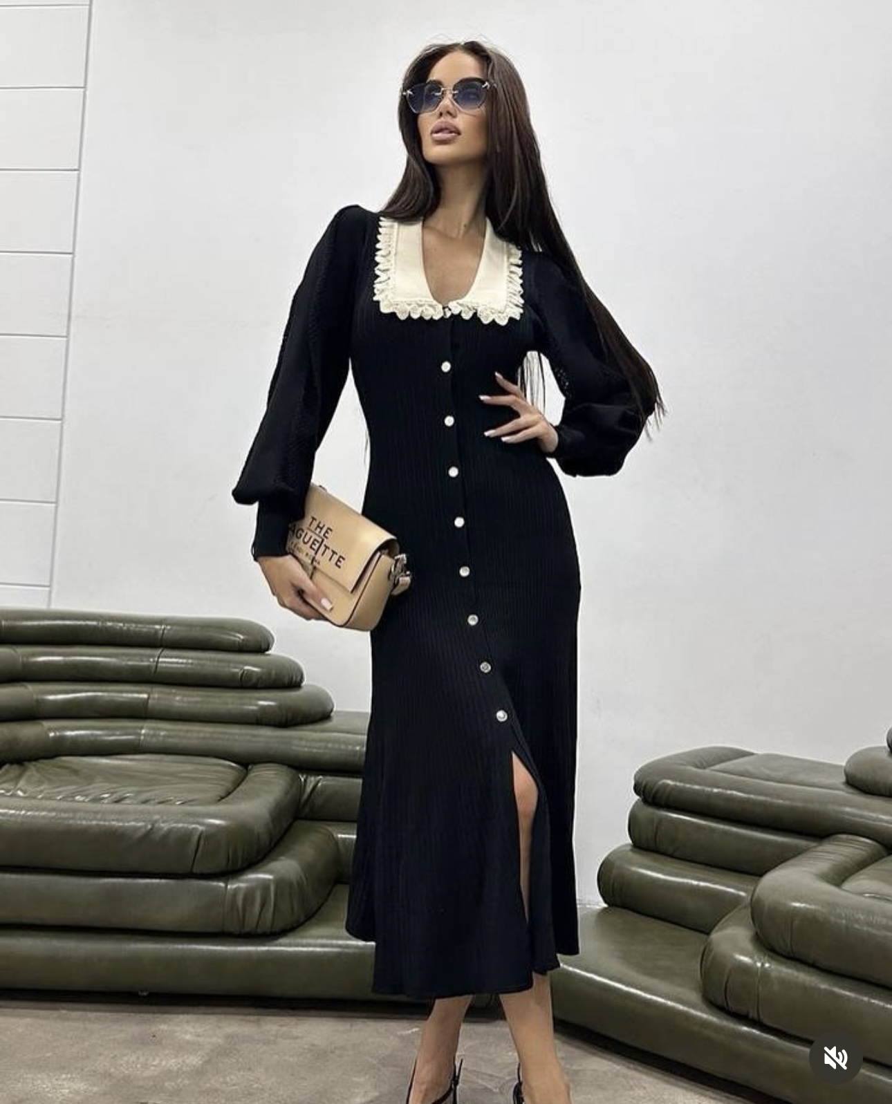 S Lantern long sleeved knitted dress