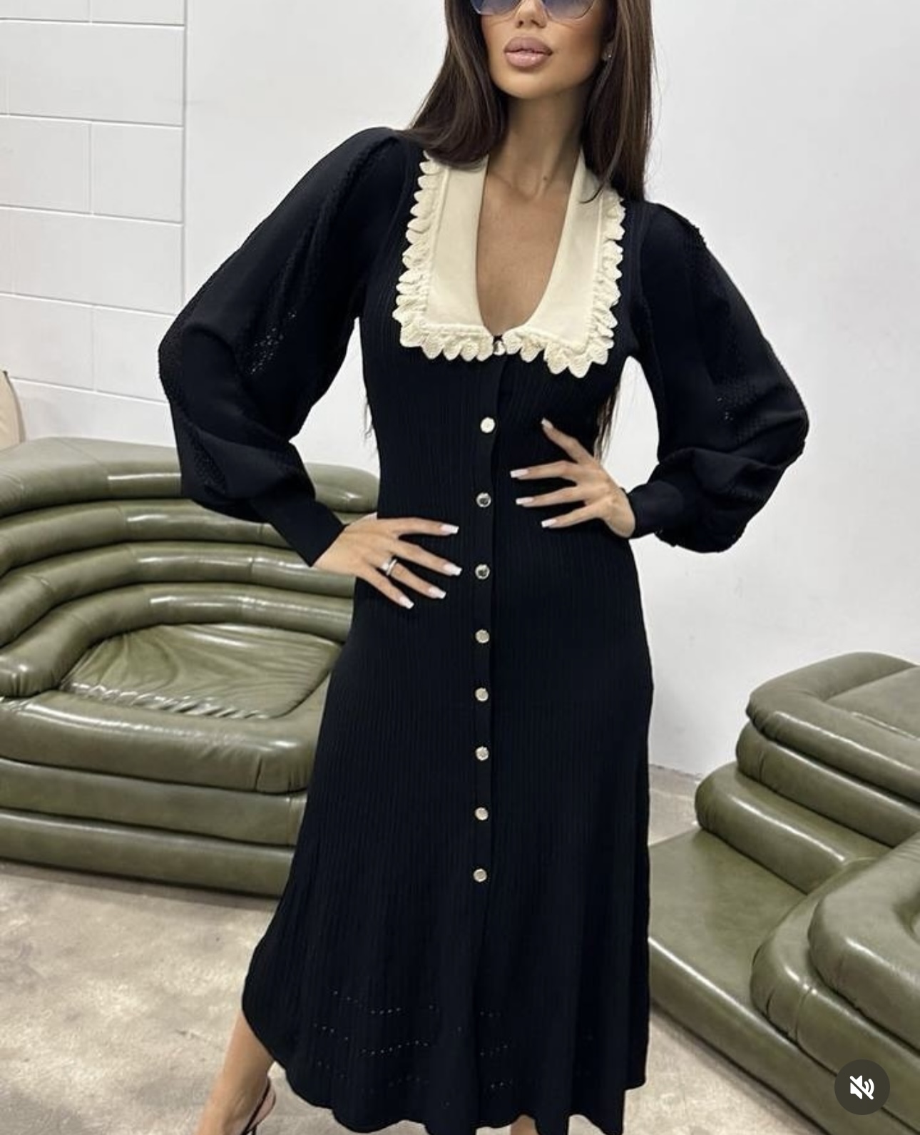 S Lantern long sleeved knitted dress