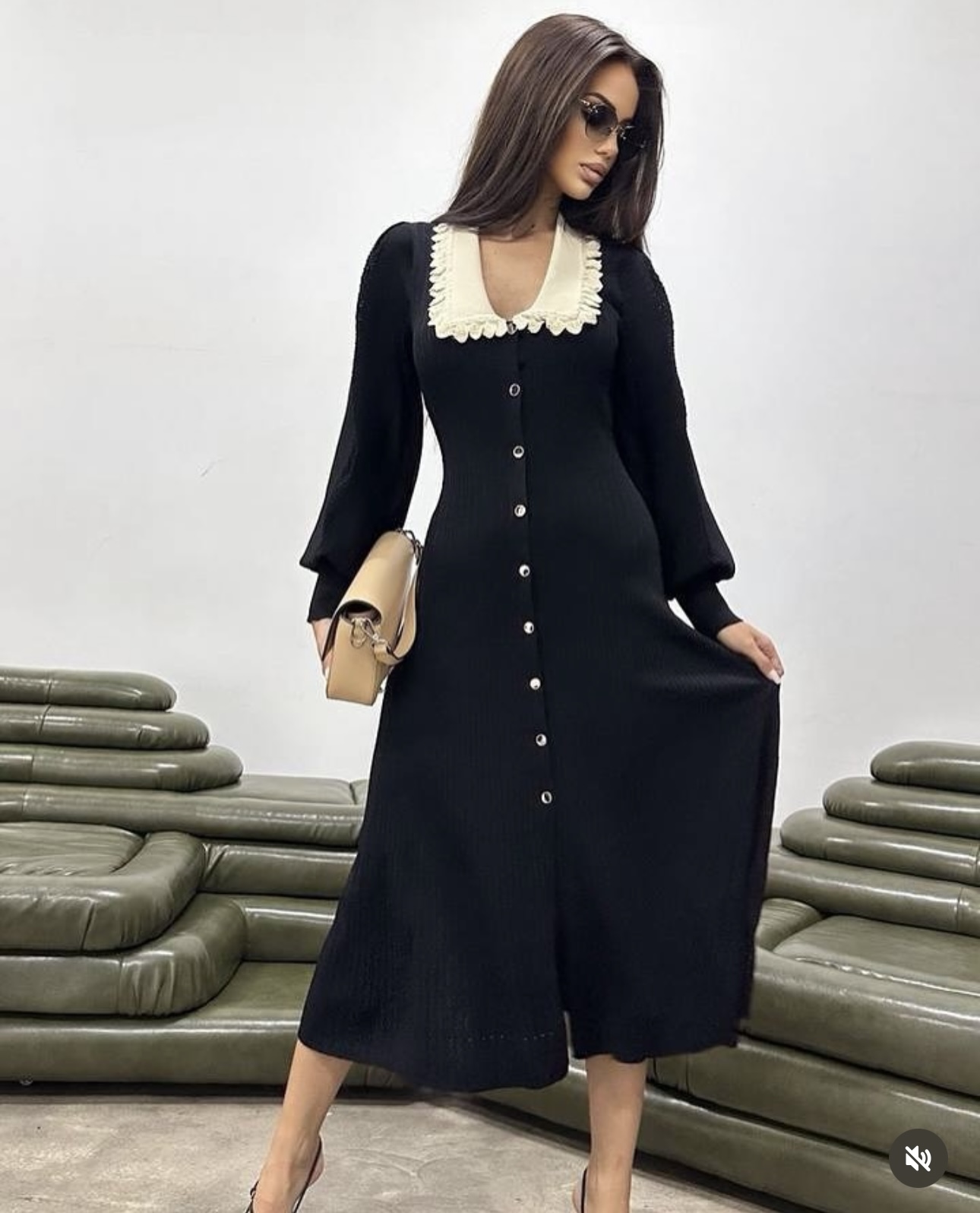 S Lantern long sleeved knitted dress