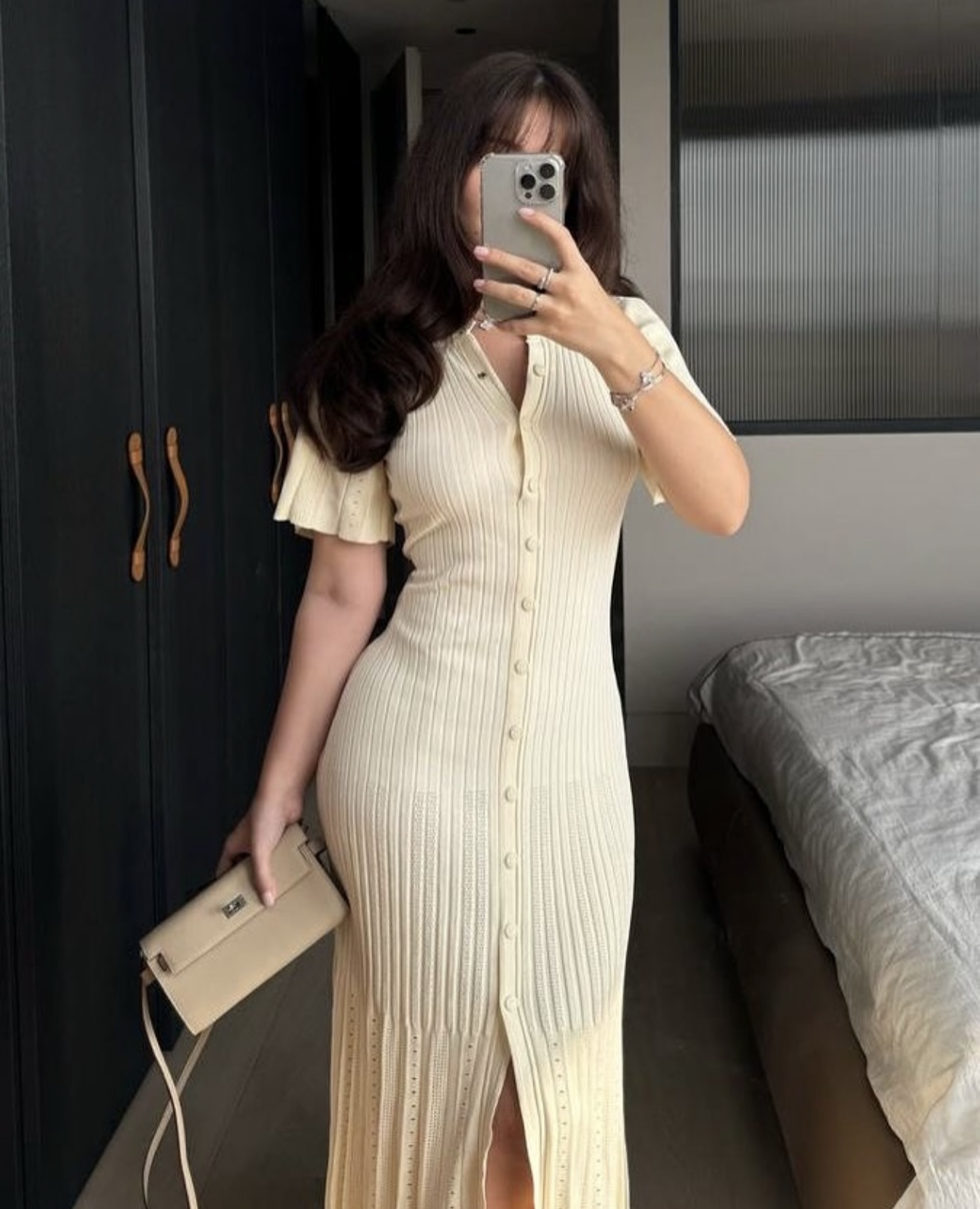 S Knitted short sleeved dress