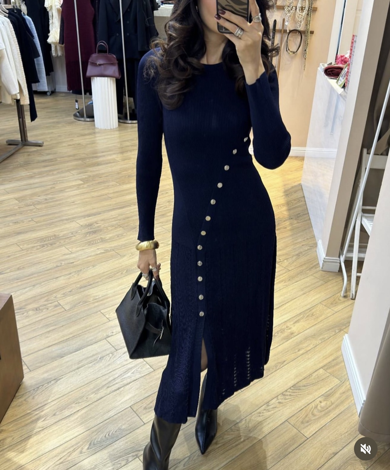 S Knitted long sleeved dress