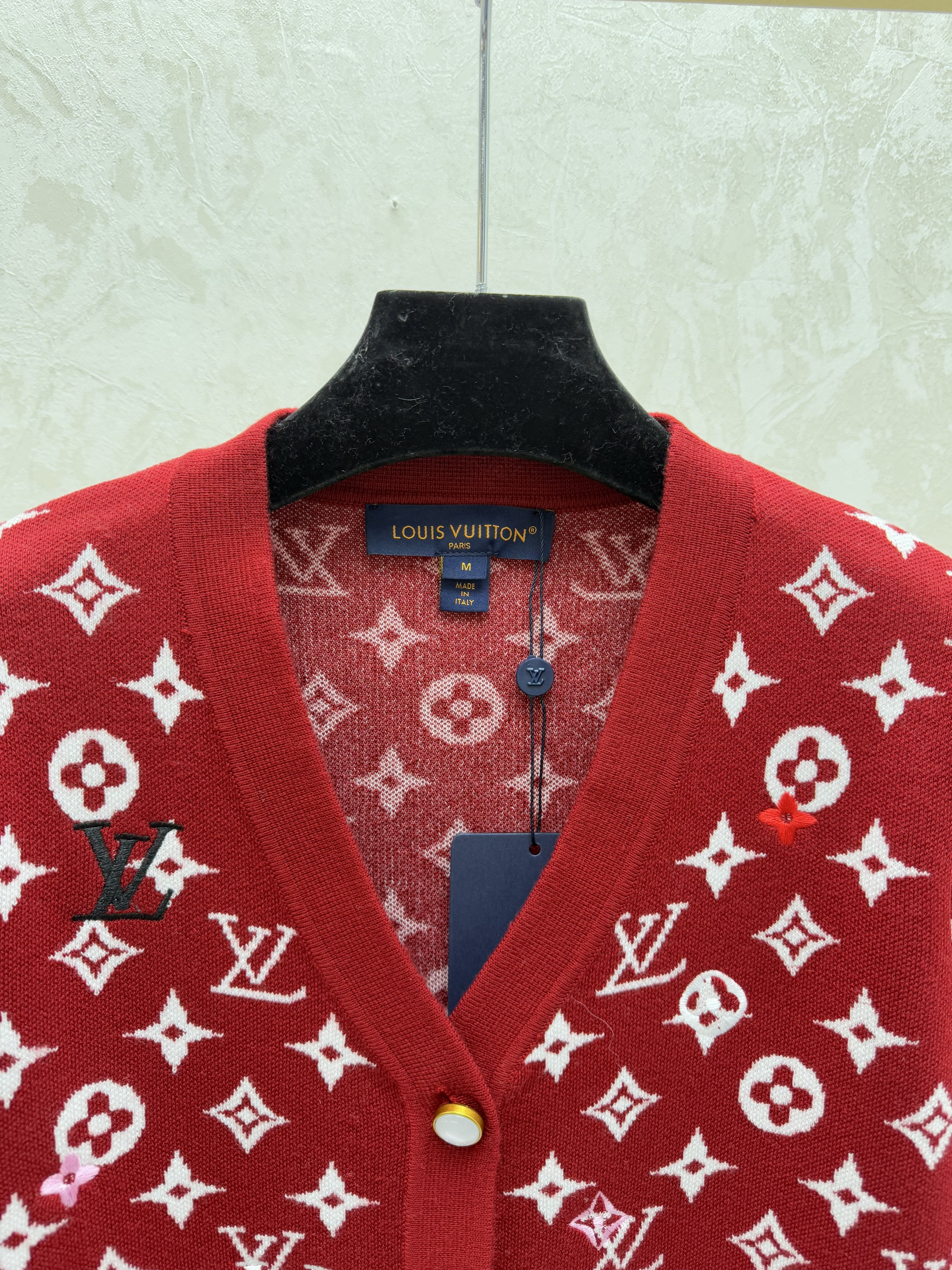 L fashion high-end women's classic letter jacquard V-neck long sleeved cardigan