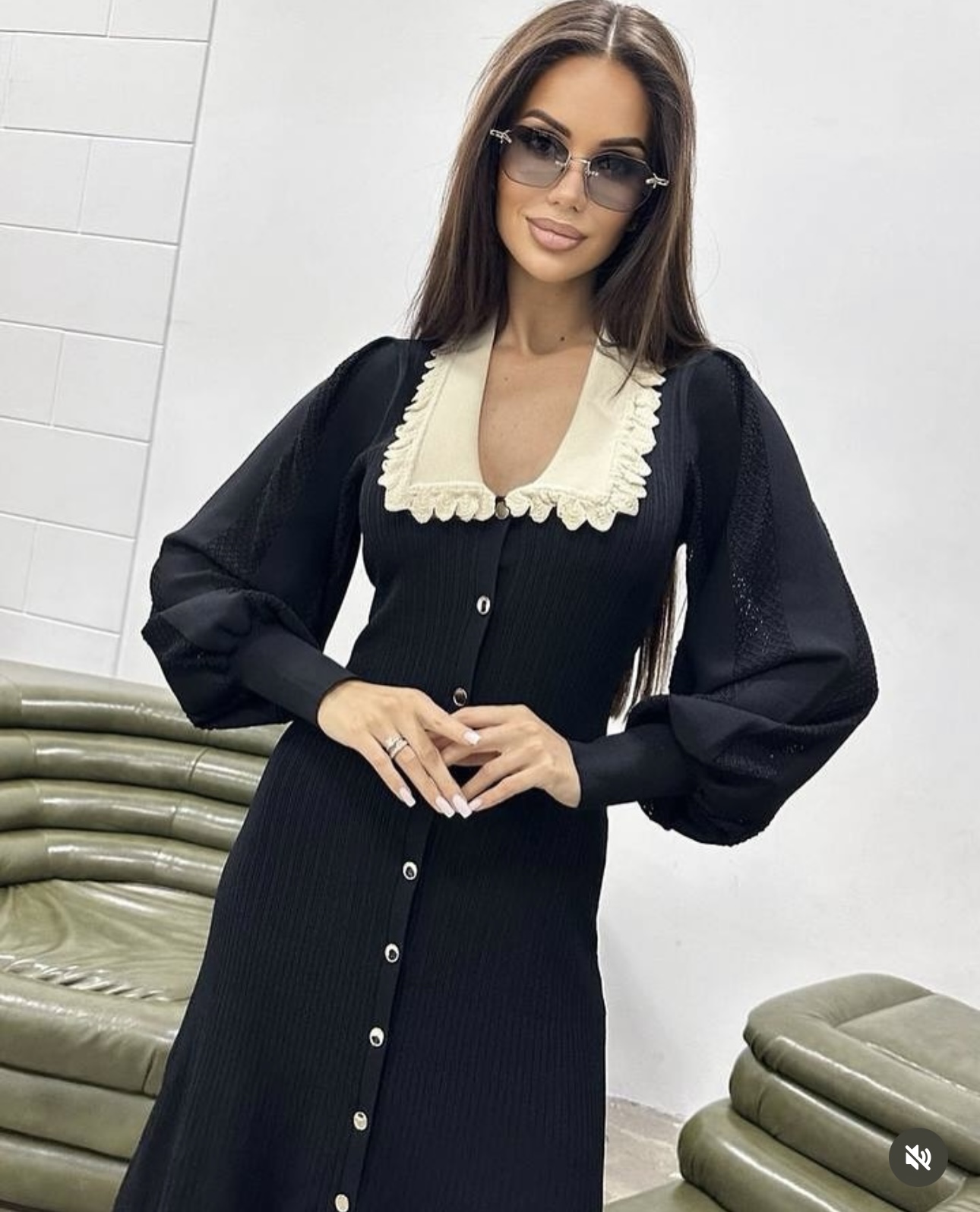 S Lantern long sleeved knitted dress