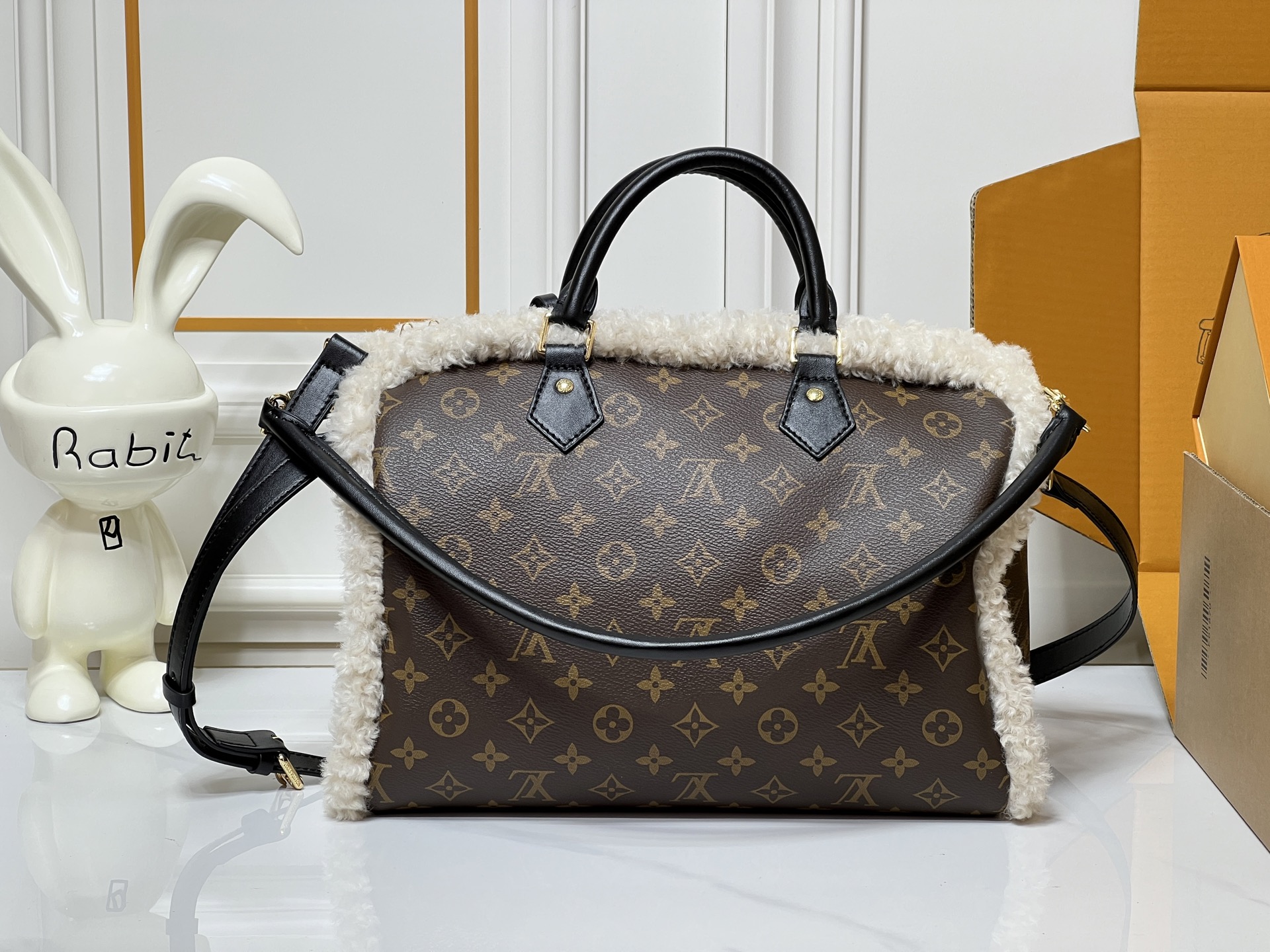 L design Monogram Fuzzy Handbag