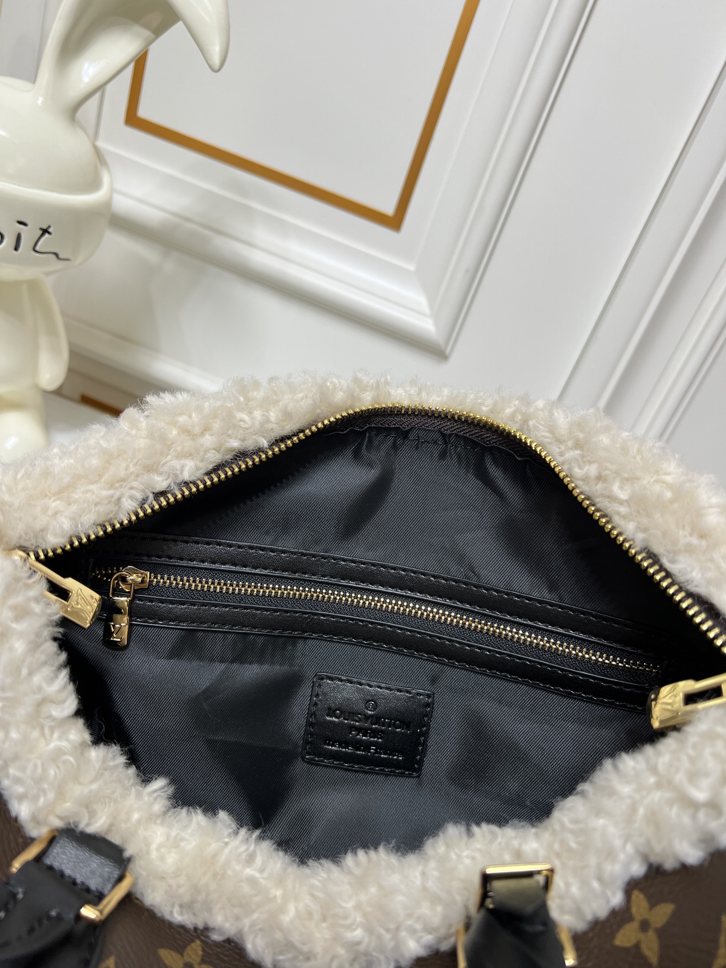 L design Monogram Fuzzy Handbag