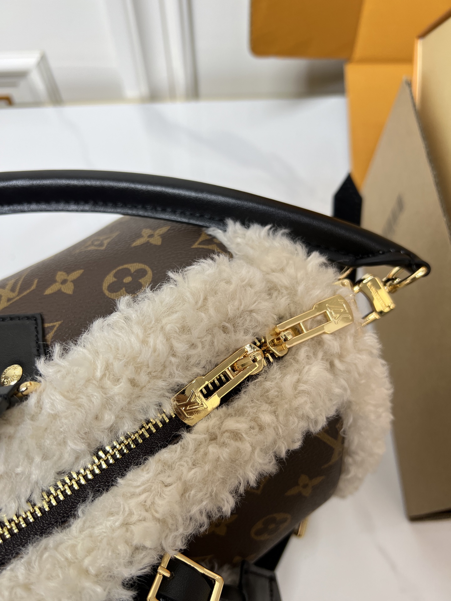 L design Monogram Fuzzy Handbag