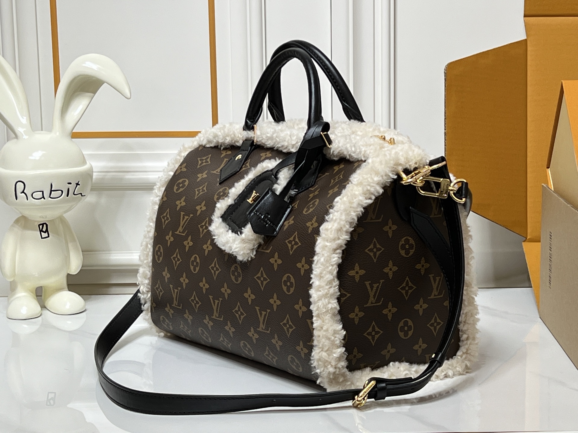 L design Monogram Fuzzy Handbag