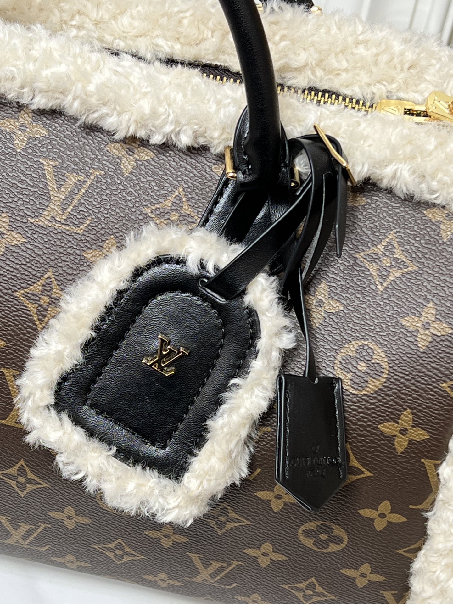 L design Monogram Fuzzy Handbag