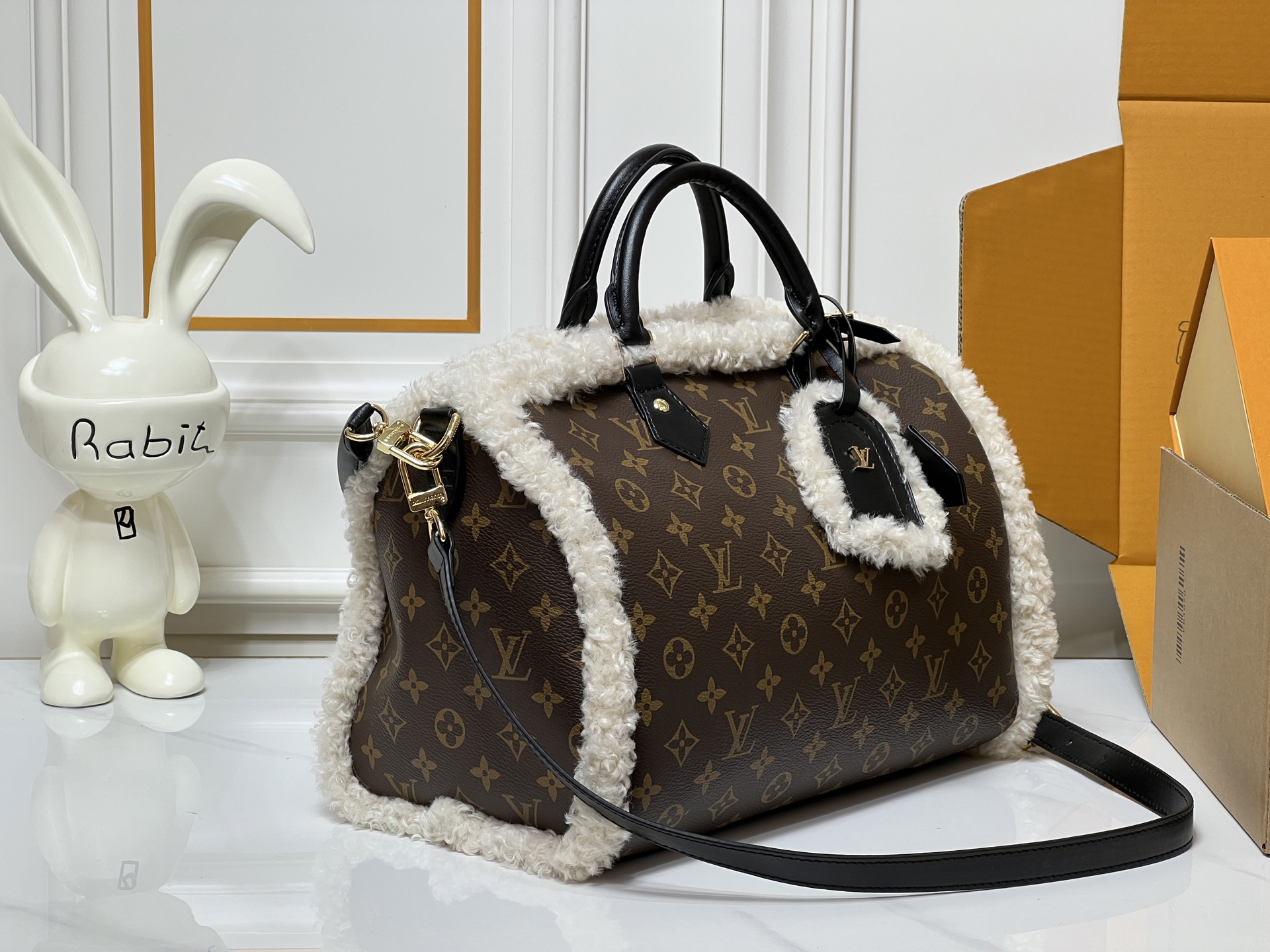 L design Monogram Fuzzy Handbag