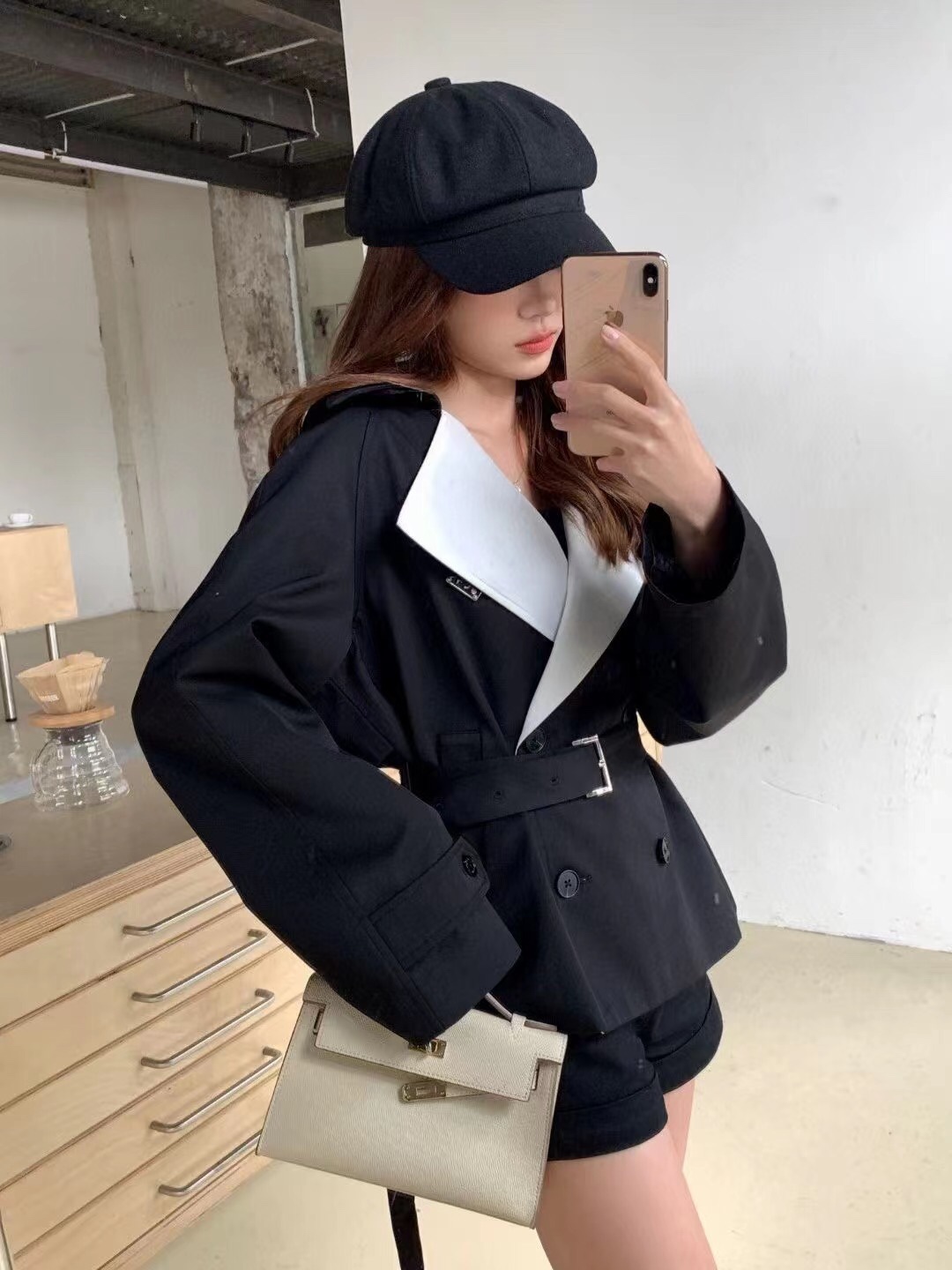 P Belt, long sleeved suit, windbreaker jacket