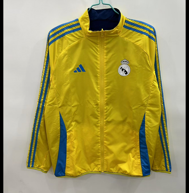 25-26 Real Madrid yellow and blue reversible windbreaker