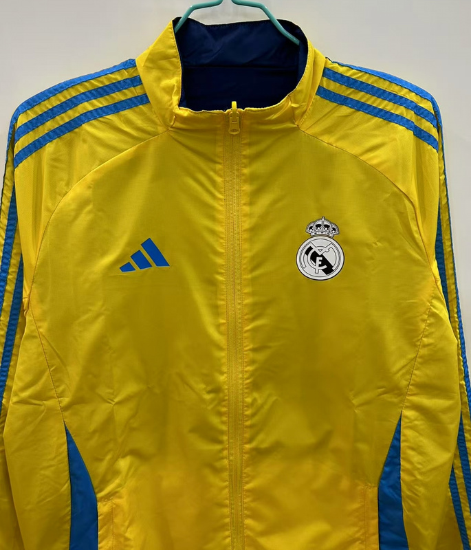 25-26 Real Madrid yellow and blue reversible windbreaker