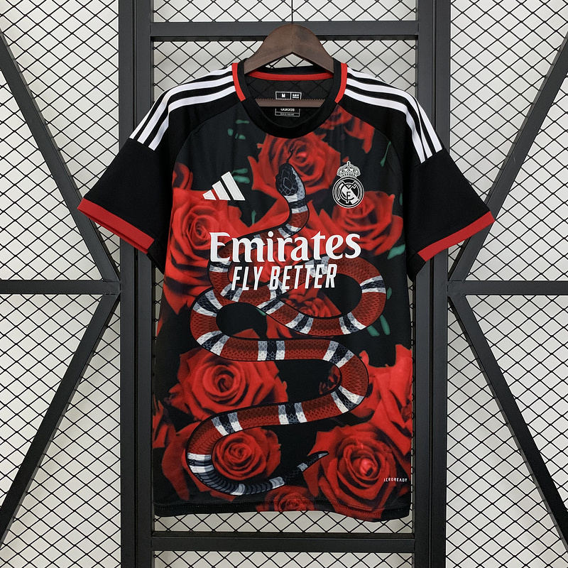 25-26 Real Madrid Black and Red Rose special jersey