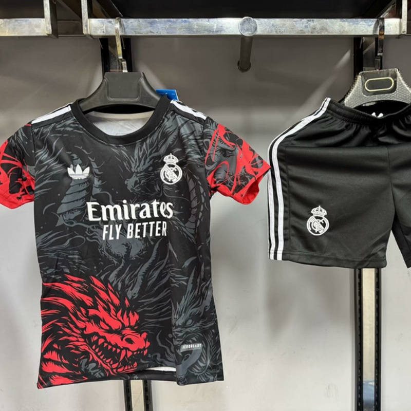 25-26 Real Madrid black and red dragon kid kit size 16-2