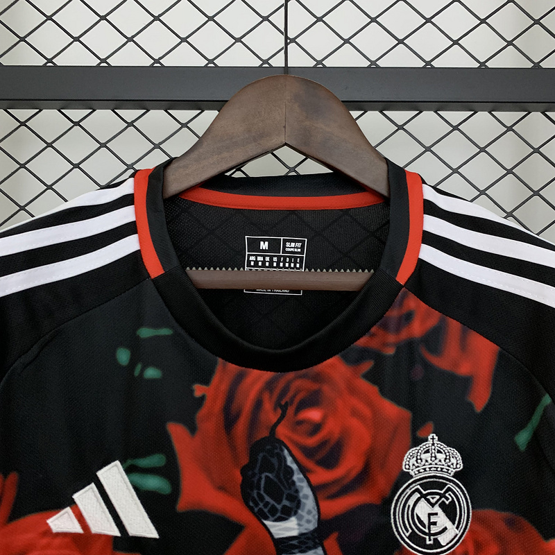 25-26 Real Madrid Black and Red Rose special jersey