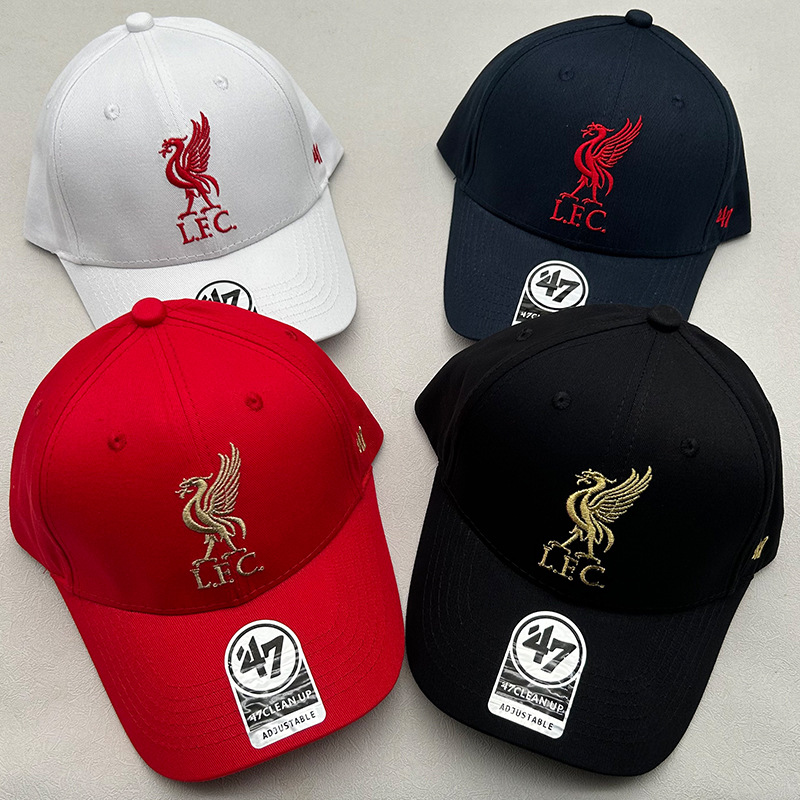 Trendy 47brand Football Team Liverpool Baseball Cap Unisex Versatile Curved Brim Duckbill Cap