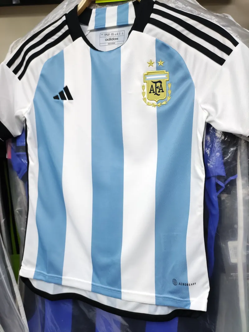 2022 Argentina National Team Home Stadium Messi Kids Jersey