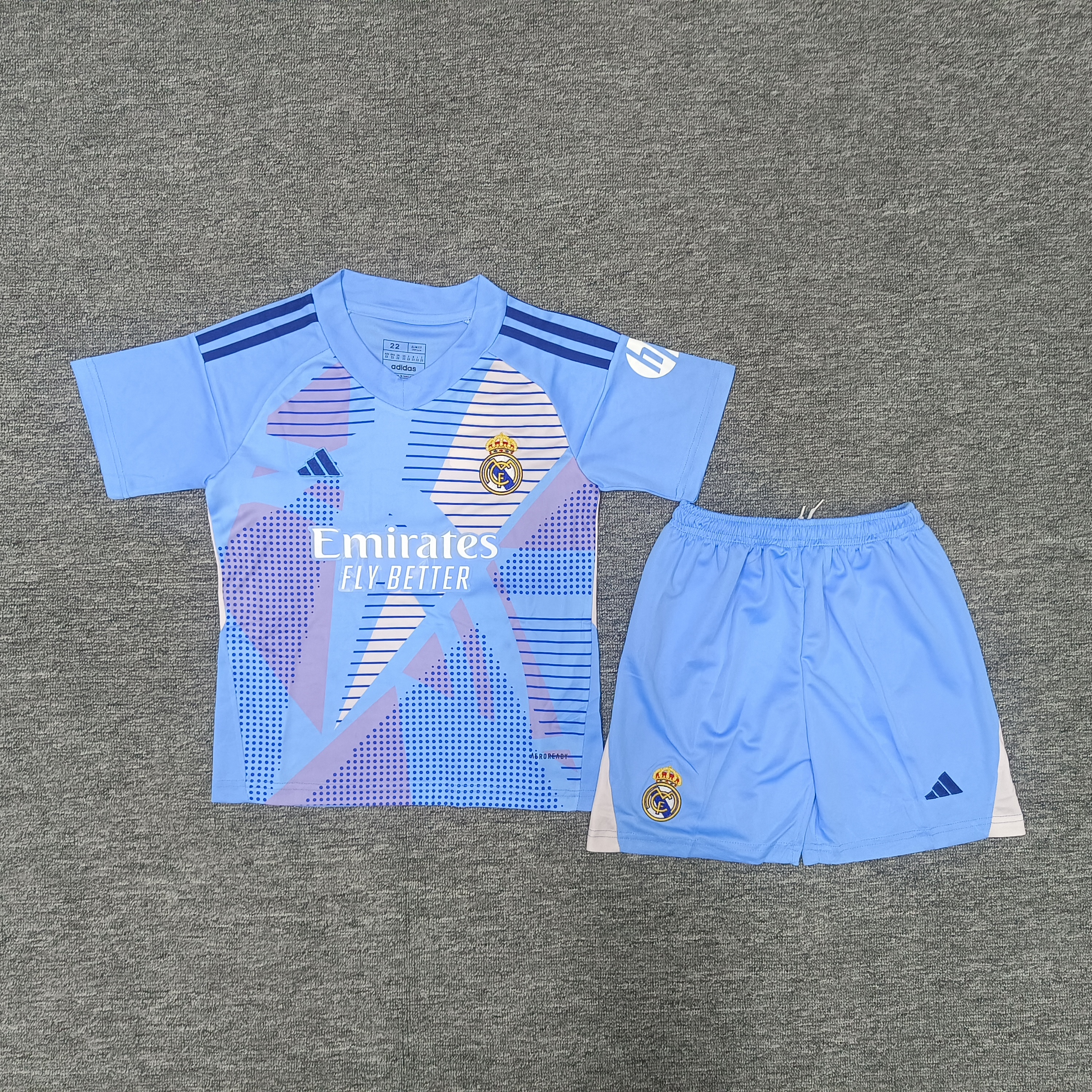 24-25 Real Madrid Blue Goalkeeper Children's football Uniform set