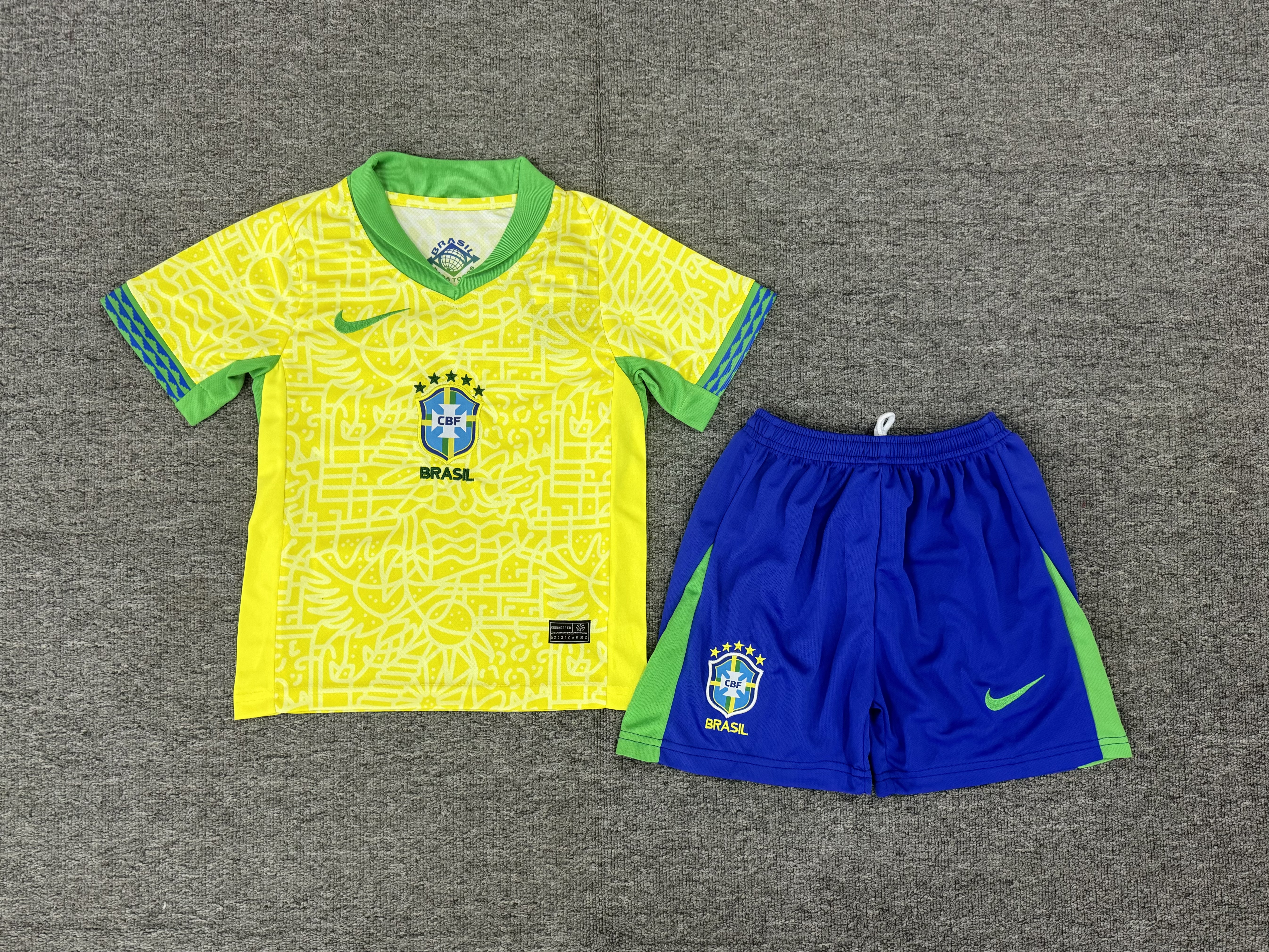 24-25巴西主场儿童足球服套装